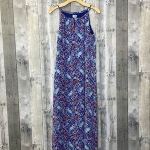 𝅺old Navy‎ maxi dress. Floral with birds. Key hole neck.Lined. Medium. GUC